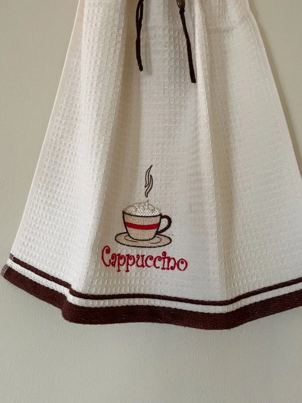 Crochet dress towel, Handmade gift for Farmhouse, Cappuccino Dish towel